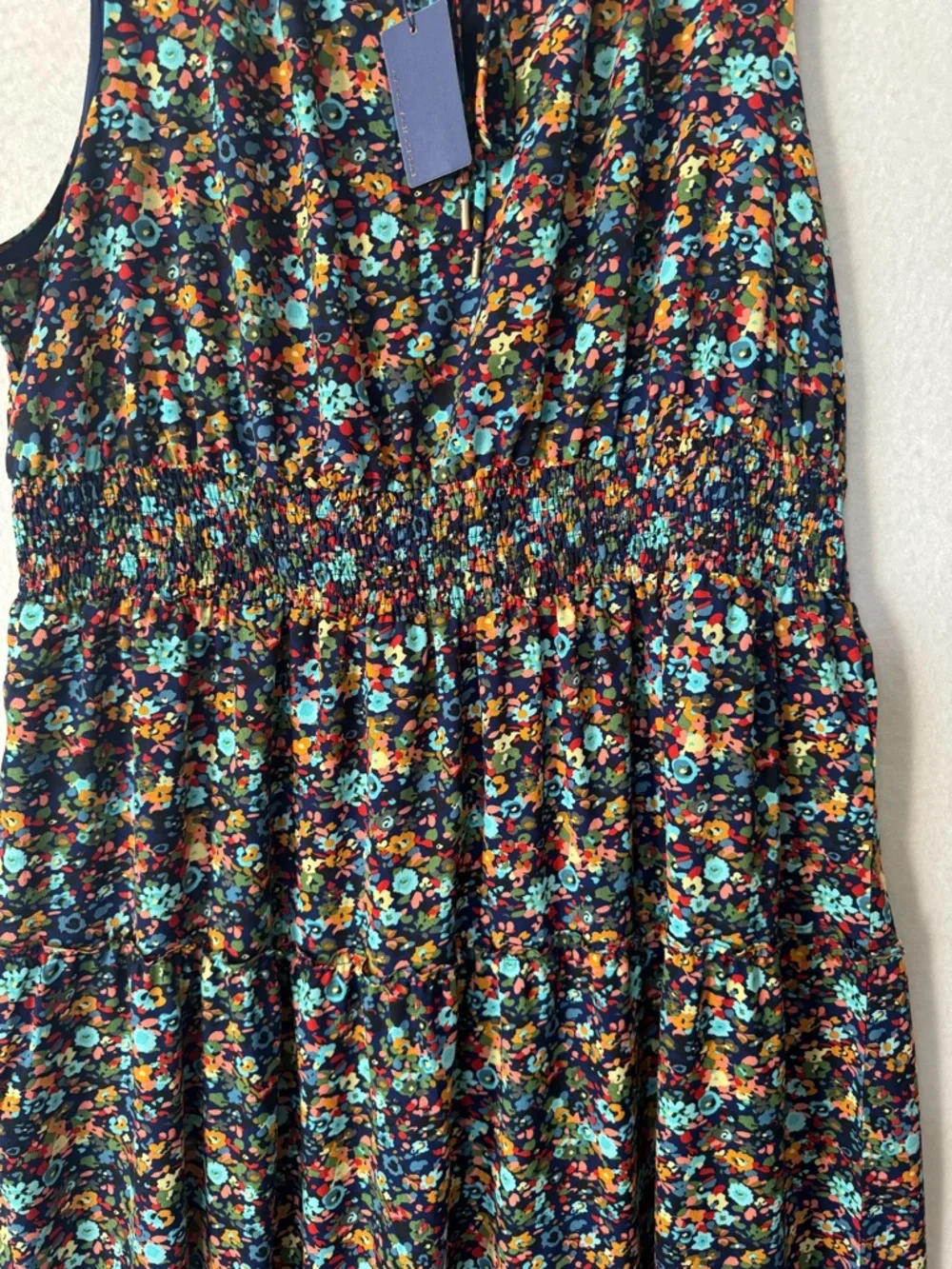 Skies are blue curvy 3x floral tiered maxi dress smocked sleeveless boho NWT - Picture 5 of 7